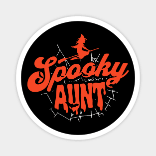 Cute Halloween Spooky Aunt Orange and Black Halloween Witch Magnet